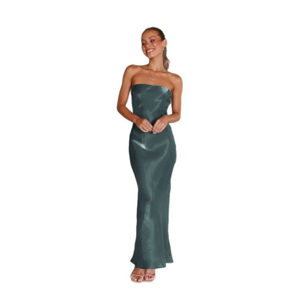 Nianfeng Summer Sexy Shiny Strapless Long Evening Dress